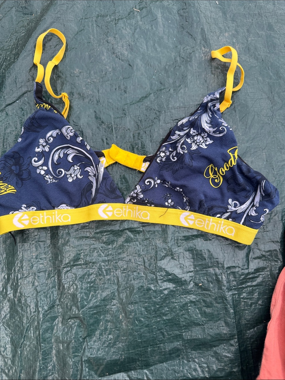 ethika Navy Blue and Yellow Bralette